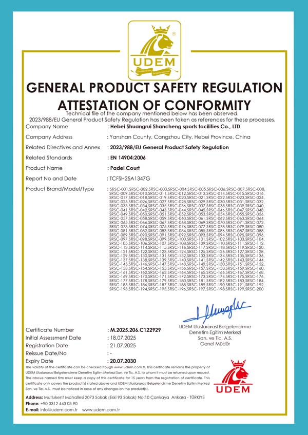 Padel Court CE certification